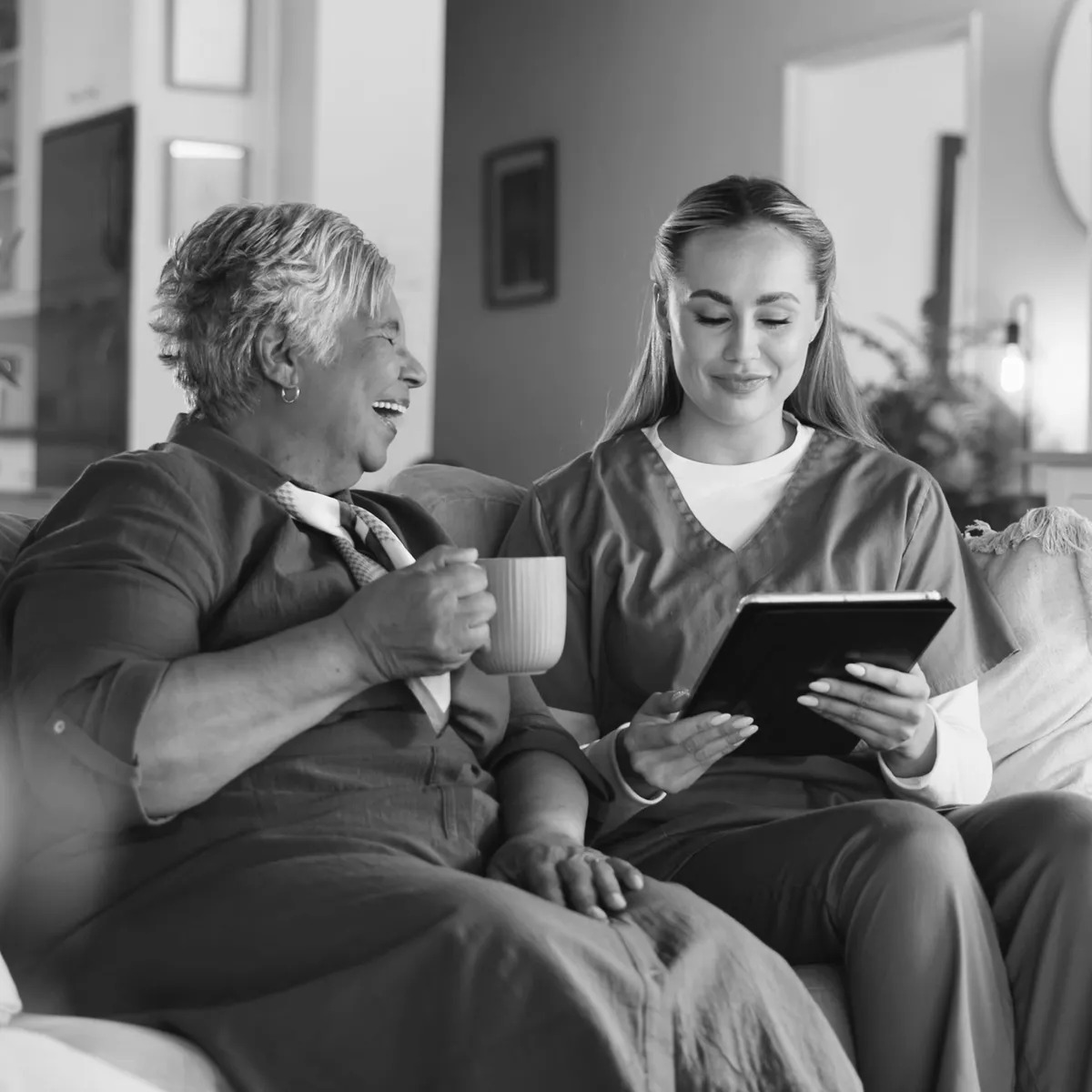Caregiver with senior patient